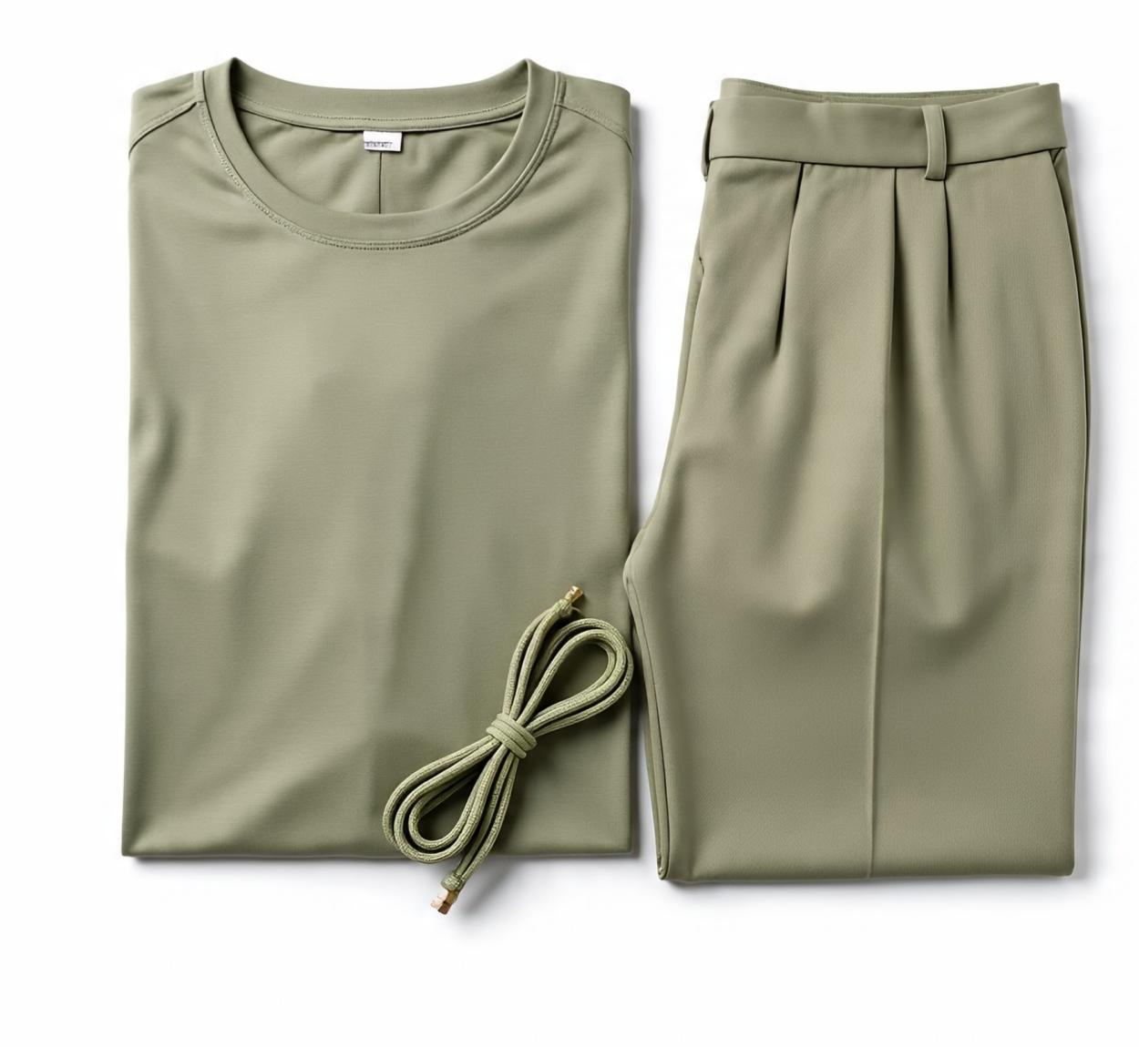 light_olive_green_cord_set_with_half_sleeve