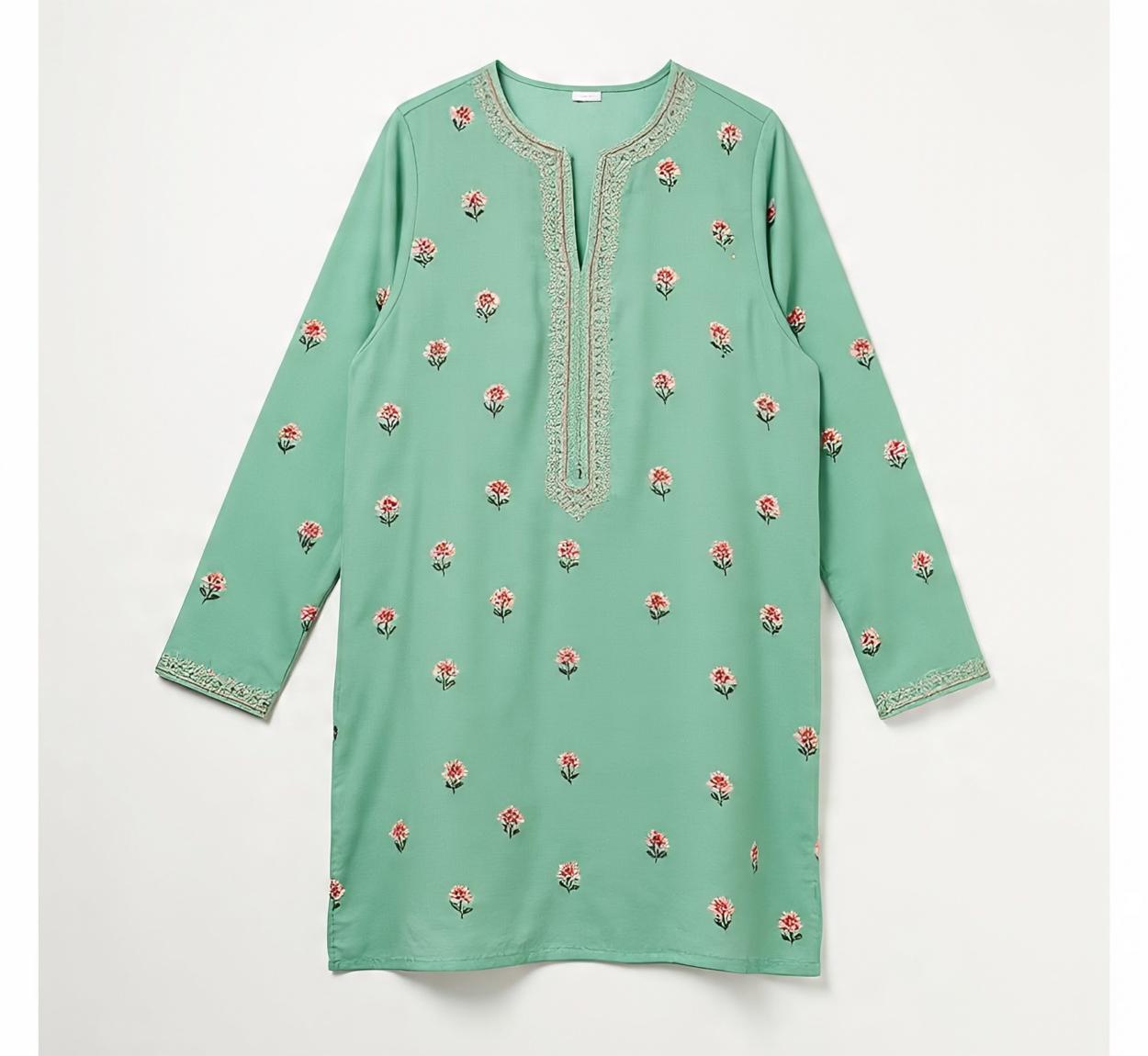 mint_green_straight_kurti_with_small_floral